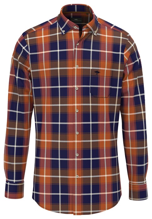 Fynch-Hatton Modern Bold Flanel Check Overhemd Flame-Navy-Winter White