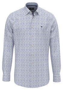 Fynch-Hatton Modern Diamond Check Pattern Overhemd Crystal Blue