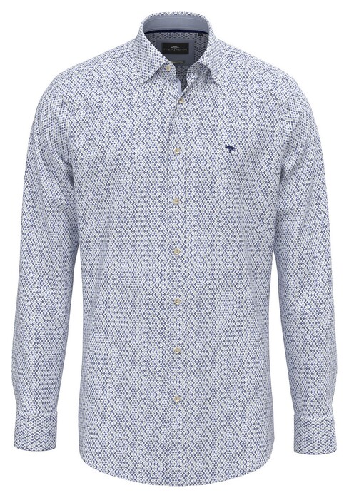 Fynch-Hatton Modern Diamond Check Pattern Overhemd Crystal Blue