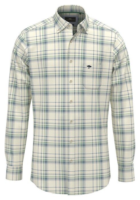 Fynch-Hatton Modern Multi Check Mix Button Down Overhemd Winter White