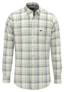 Fynch-Hatton Modern Multi Check Mix Button Down Shirt Winter White