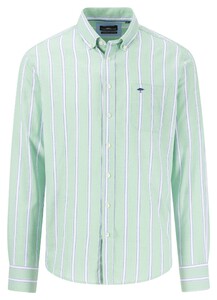 Fynch-Hatton Modern Oxford Vertical Stripes Button-Down Overhemd Turf Green