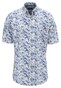 Fynch-Hatton Modern Pattern Short Sleeve Button-Down Overhemd Strong Blue