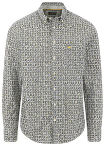 Fynch-Hatton Modern Retro Pattern Button-Down Overhemd Green-Curry
