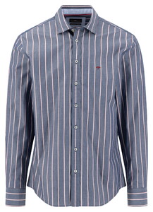 Fynch-Hatton Modern Stripes Kent Collar Shirt Ink Blue
