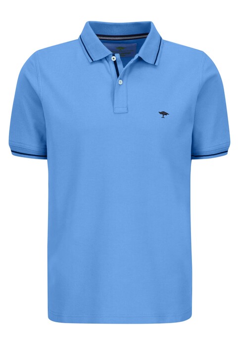 Fynch-Hatton Modern Subtle Contrast Soft Supima Cotton Piqué Polo Bright Ocean