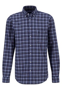 Fynch-Hatton Multi Allover Flanel Checks Button Down Overhemd Sage Green-Blue