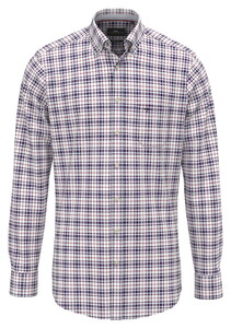 Fynch-Hatton Multi Check Oxford Button-Down Overhemd Aubergine