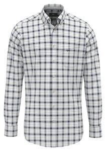 Fynch-Hatton Multi Check Oxford Button-Down Overhemd Donker Khaki