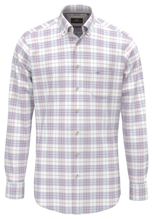 Fynch-Hatton Multi Check Slub Cotton Overhemd Magnolia
