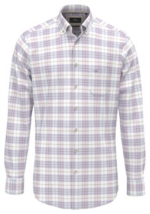 Fynch-Hatton Multi Check Slub Cotton Shirt Magnolia