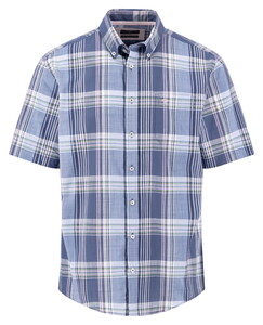 Fynch-Hatton Multi Check Slub Short Sleeve Overhemd Horizon