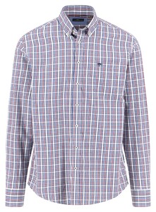 Fynch-Hatton Multi Combi Check Button-Down Overhemd Deep Merlot-Blue