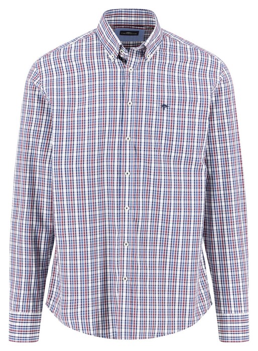 Fynch-Hatton Multi Combi Check Button-Down Overhemd Deep Merlot-Blue