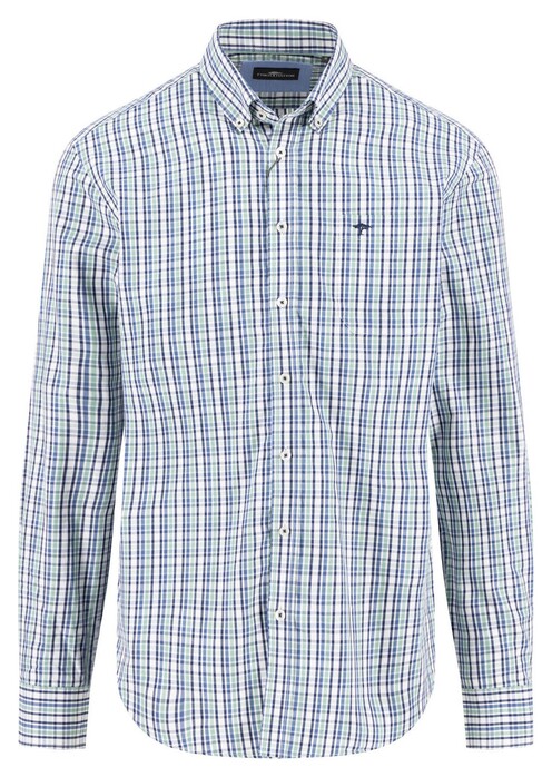 Fynch-Hatton Multi Combi Check Button-Down Overhemd Fern-Blue