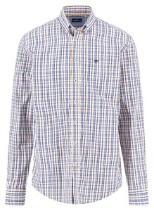 Fynch-Hatton Multi Combi Check Button-Down Overhemd Peach-Blue