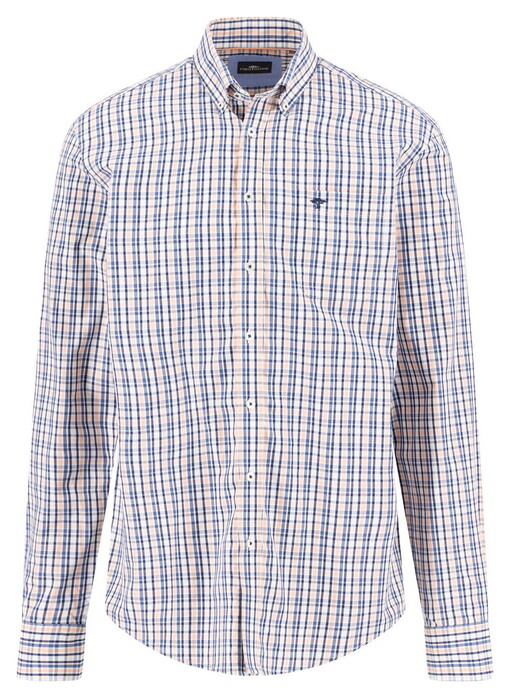 Fynch-Hatton Multi Combi Check Button-Down Overhemd Peach-Blue