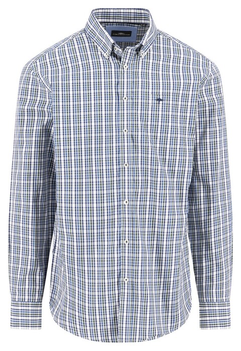 Fynch-Hatton Multi Combi Check Button-Down Shirt Dark Ivy-Blue