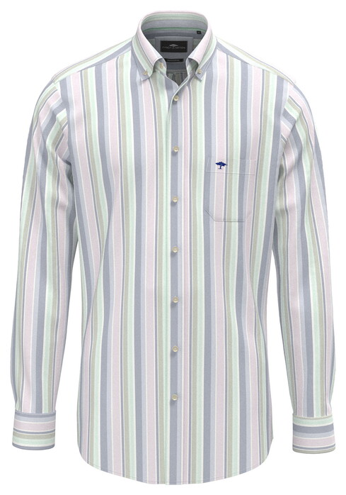 Fynch-Hatton Multi Stripe Washed Oxford Overhemd Mint