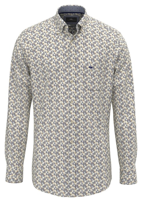 Fynch-Hatton Multi Triangle Graphic Pattern Overhemd Misty Blue