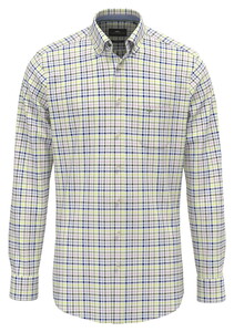 Fynch-Hatton Multicolor Check Washed Oxford Overhemd Pear-Multi