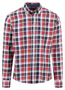 Fynch-Hatton Multicolor Fine Flanel Check Button-Down Overhemd Garnet Red-Blue