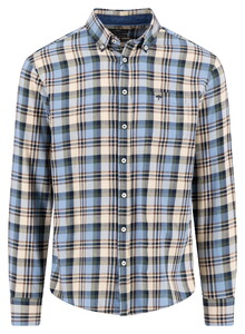 Fynch-Hatton Multicolor Fine Flanel Check Button-Down Overhemd Zand-Blauw