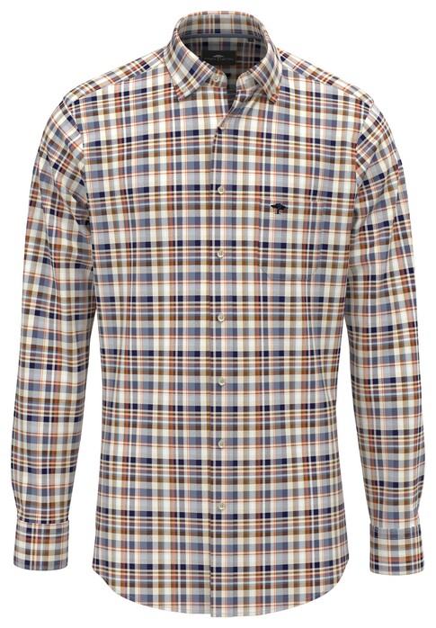 Fynch-Hatton Multicolor Flanel Check Button-Down Overhemd Winter White-Multi