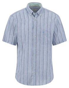 Fynch-Hatton Multicolor Linnen Cotton Striped Overhemd Light Peony-Blue-Multi