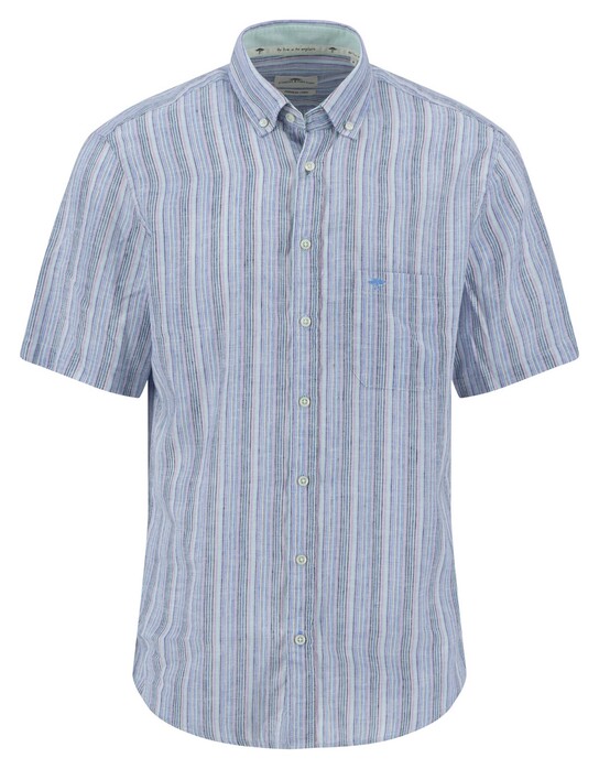 Fynch-Hatton Multicolor Linnen Cotton Striped Overhemd Light Peony-Blue-Multi