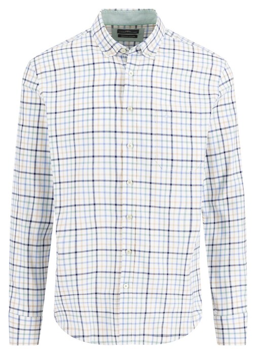 Fynch-Hatton Multicolor Washed Oxford Check Overhemd White-Blue-Multi