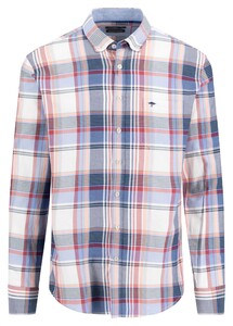 Fynch-Hatton Multicolor Washed Oxford Multi Check Overhemd Berry-Blue