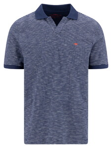 Fynch-Hatton No Buttons Slub Cotton Stripe Polo Marine