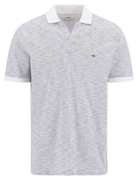 Fynch-Hatton No Buttons Slub Cotton Stripe Polo Wit