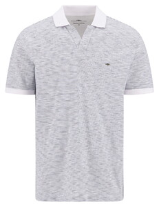 Fynch-Hatton No Buttons Slub Cotton Stripe Poloshirt White