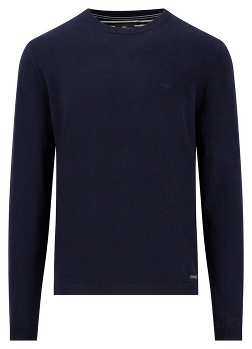 Fynch-Hatton O-Neck Air Cotton Trui Navy