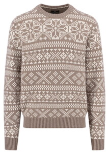 Fynch-Hatton O-Neck Big Jacquard Pullover Taupe