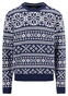 Fynch-Hatton O-Neck Big Jacquard Trui Navy