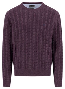 Fynch-Hatton O-Neck Cable Knit Trui Aubergine