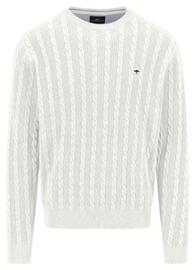 Fynch-Hatton O-Neck Cable Knit Trui New Off White