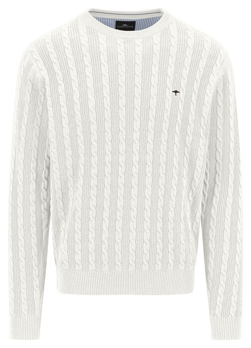 Fynch-Hatton O-Neck Cable Knit Trui New Off White