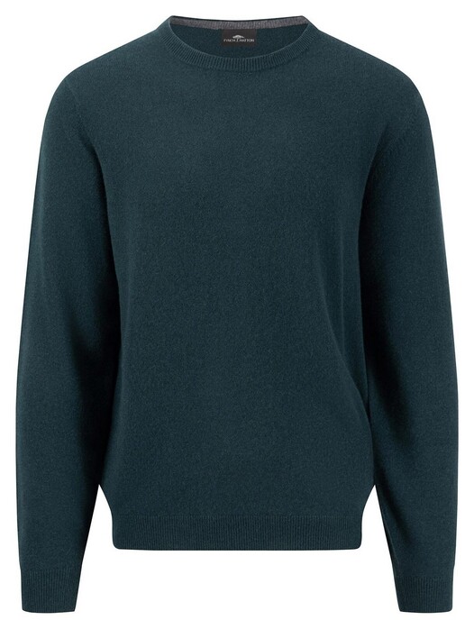 Fynch-Hatton O-Neck Cashmere Uni Color Trui Dark Emerald