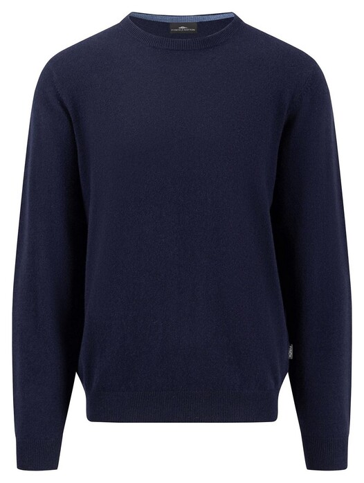 Fynch-Hatton O-Neck Cashmere Uni Color Trui Navy