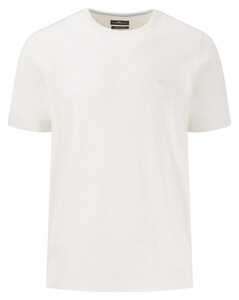 Fynch-Hatton O-Neck Cotton Linnen Short Sleeve Trui New Off White