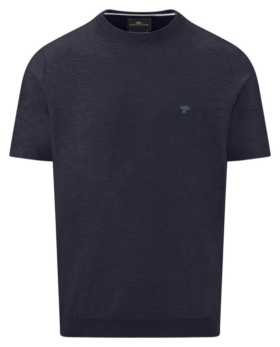 Fynch-Hatton O-Neck Cotton Linnen T-Shirt Navy