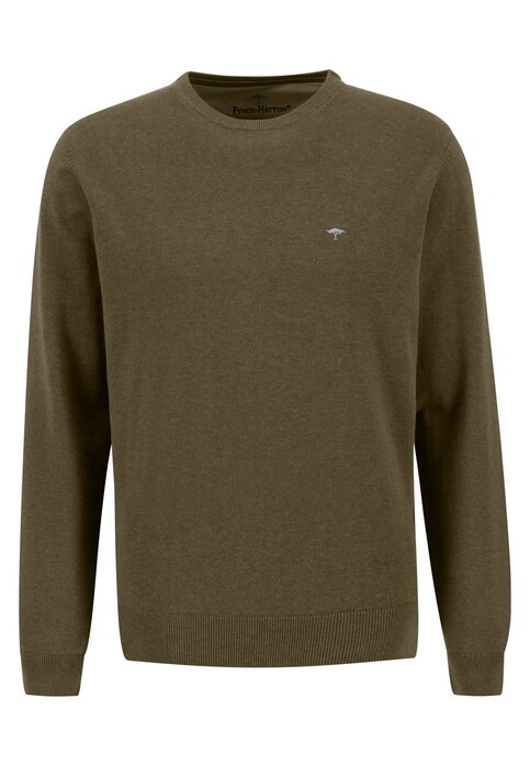 Fynch-Hatton O-Neck Cotton Trui Deep Forest