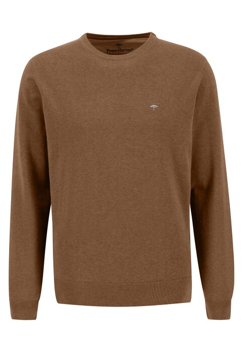 Fynch-Hatton O-Neck Cotton Trui Walnut Brown