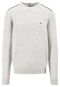 Fynch-Hatton O-Neck Cotton Wool Knit Pullover Light Grey
