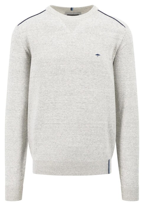 Fynch-Hatton O-Neck Cotton Wool Knit Trui Licht Grijs