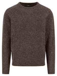 Fynch-Hatton O-Neck Donegal Knit Pullover Dark Chocolate
